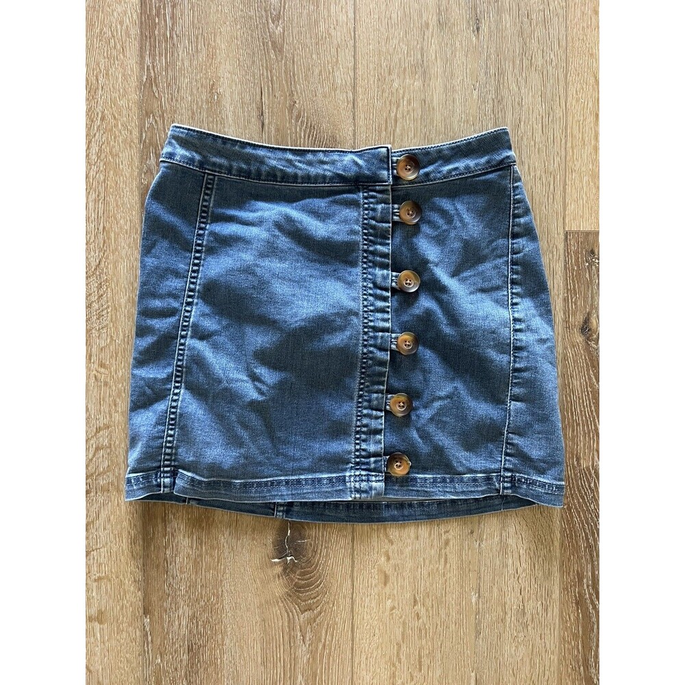 Free People Denim Button Front Mini Skirt Women’s Size 4